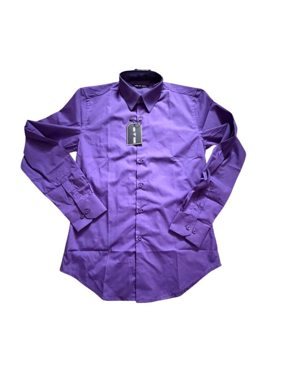 Verno Fashion Mens Button Front Shirt-Purple-15-15.5-NWT